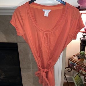 NWOT Charlotte Russe orange scoop neck belted tee